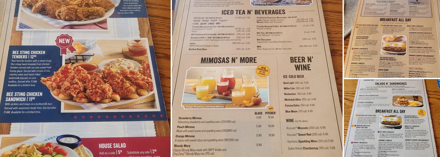 Cracker Barrel Old Country Store Menu