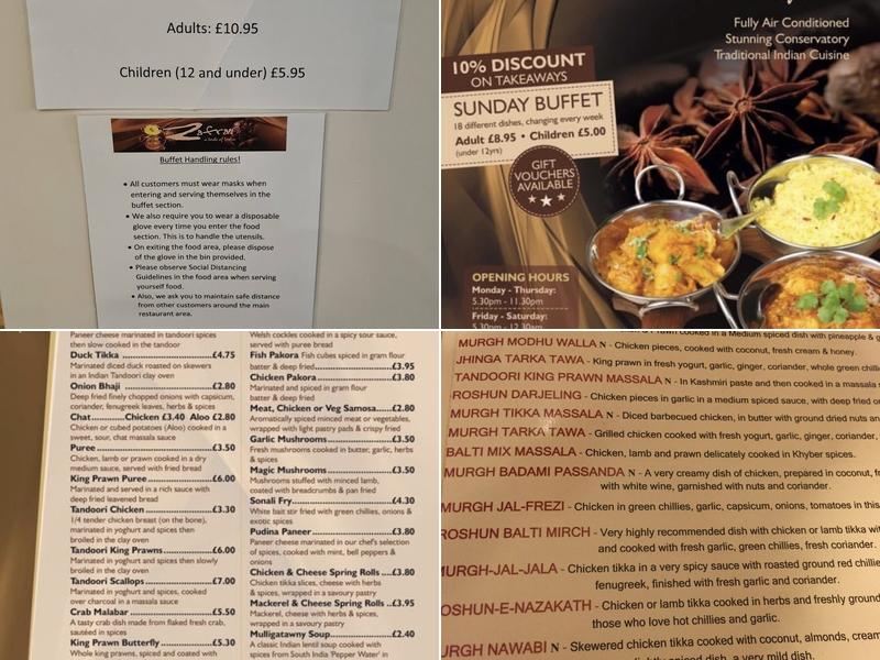 Zafran Indian Restaurant Menu