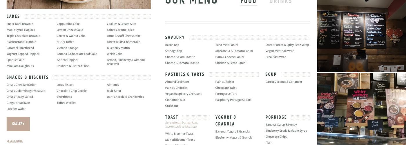 Coffee#1 Carmarthen Menu