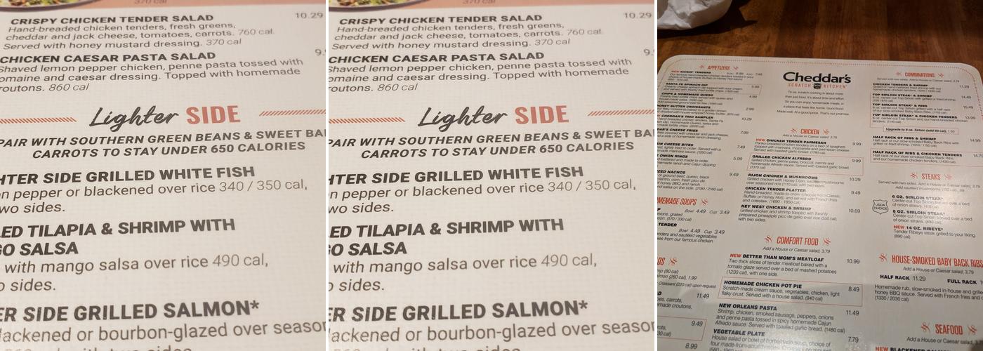 Cheddar's Scratch Kitchen Menu