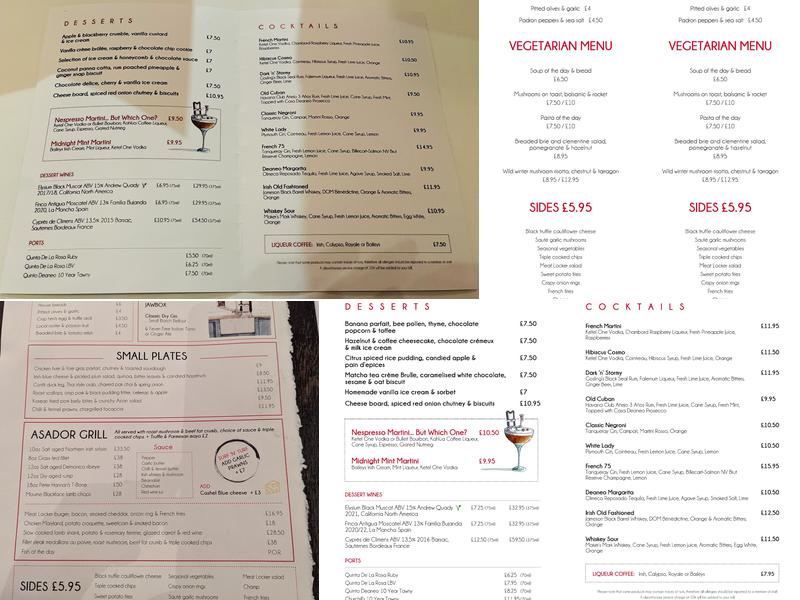 Deanes Meat Locker Menu