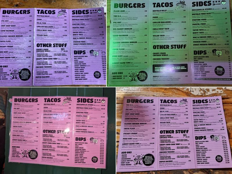 Bootleggers Menu