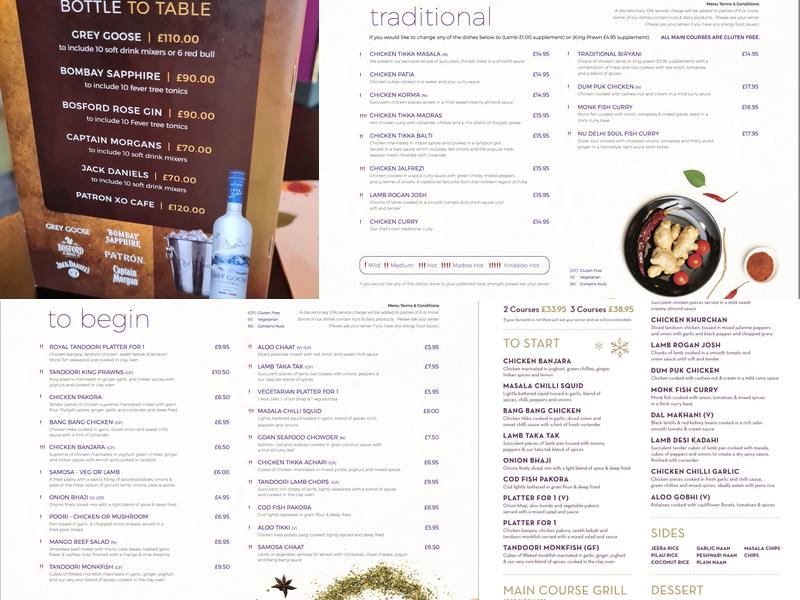 Nu Delhi Restaurant Lounge Menu