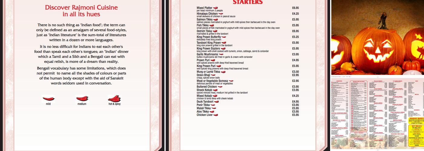 Rajmoni Cuisine Menu