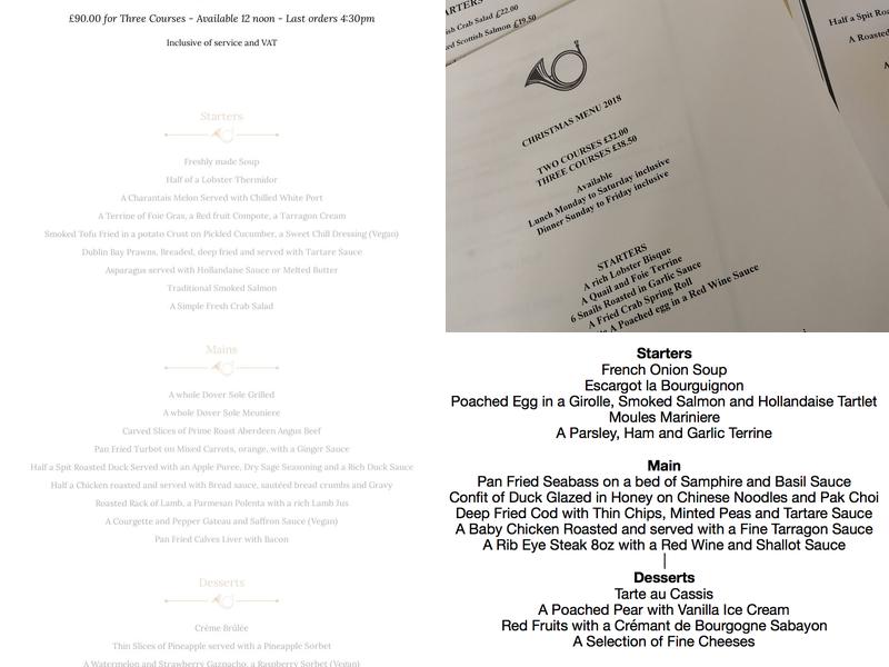 The French Horn Menu
