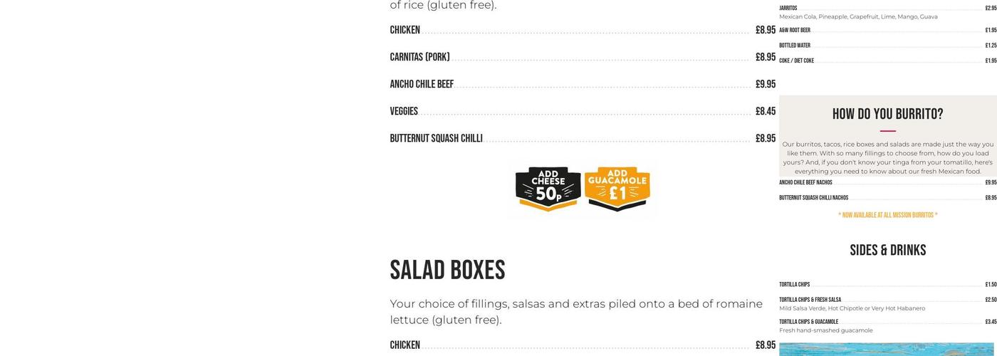 Mission Burrito Menu