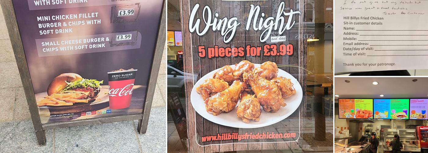 HillBilly's Fried Chicken Menu