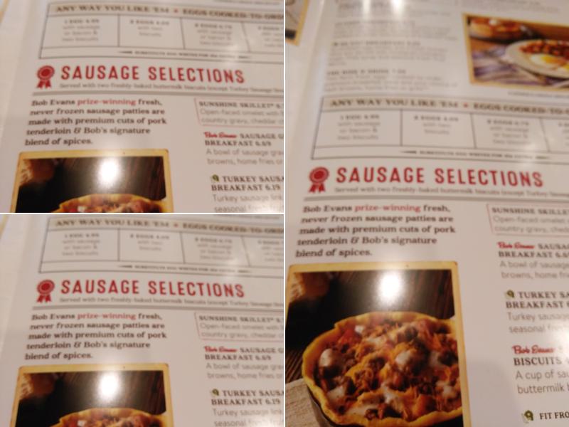 Bob Evans Menu