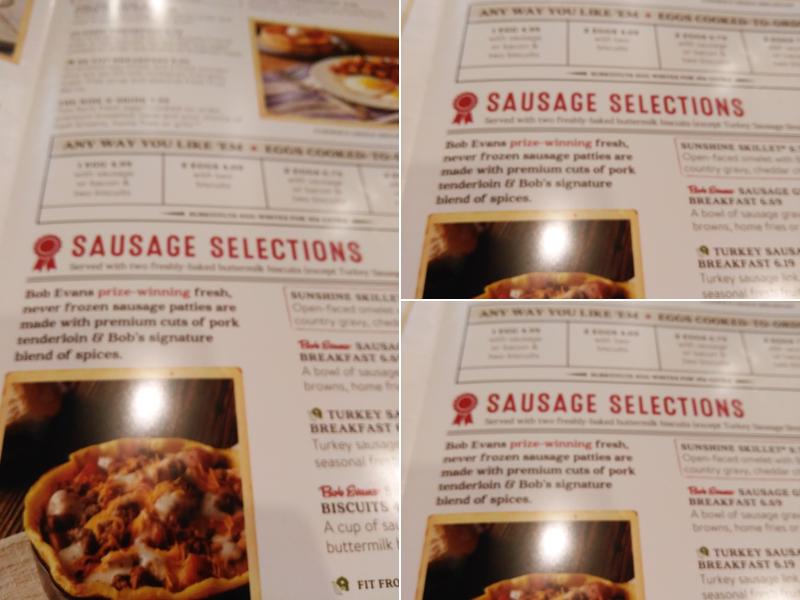 Bob Evans Menu