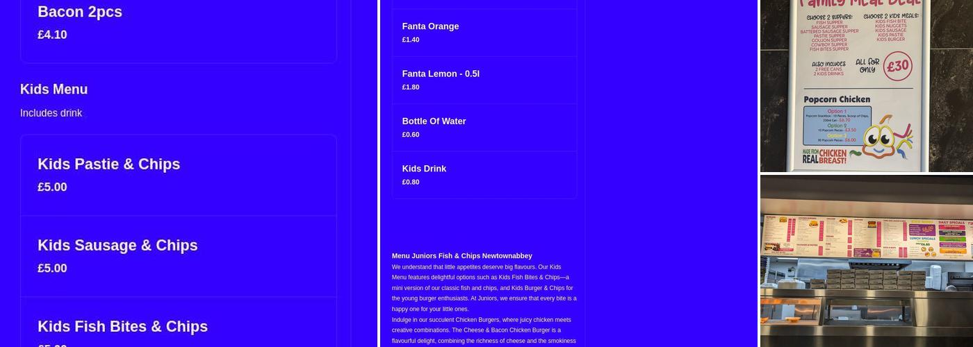 Juniors Fish & Chips Menu