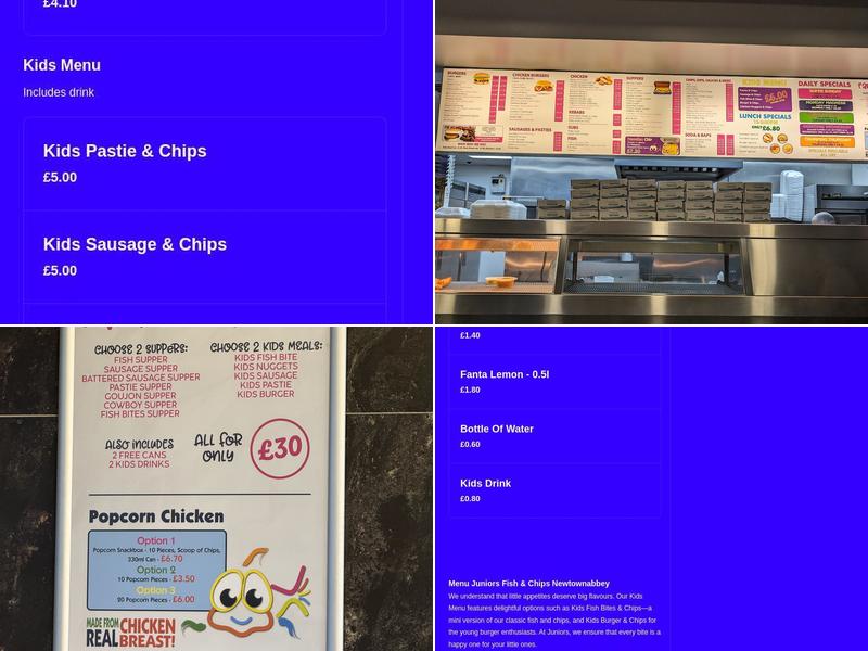 Juniors Fish & Chips Menu