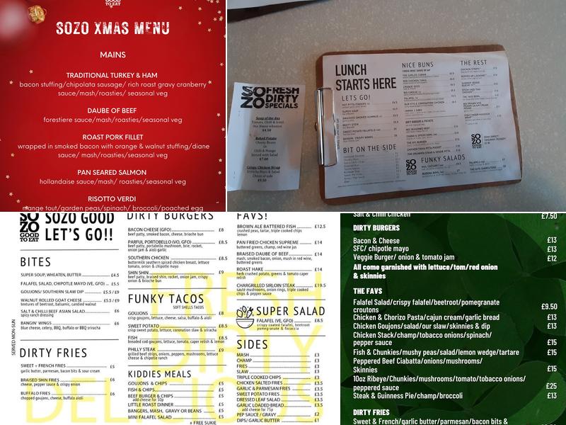 Sozo Antrim Road Menu