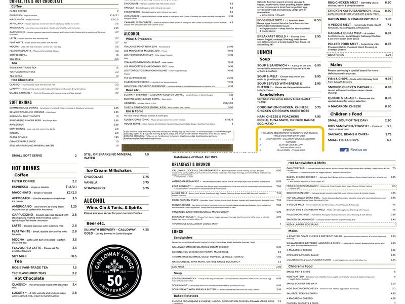 Galloway Lodge Preserves Menu