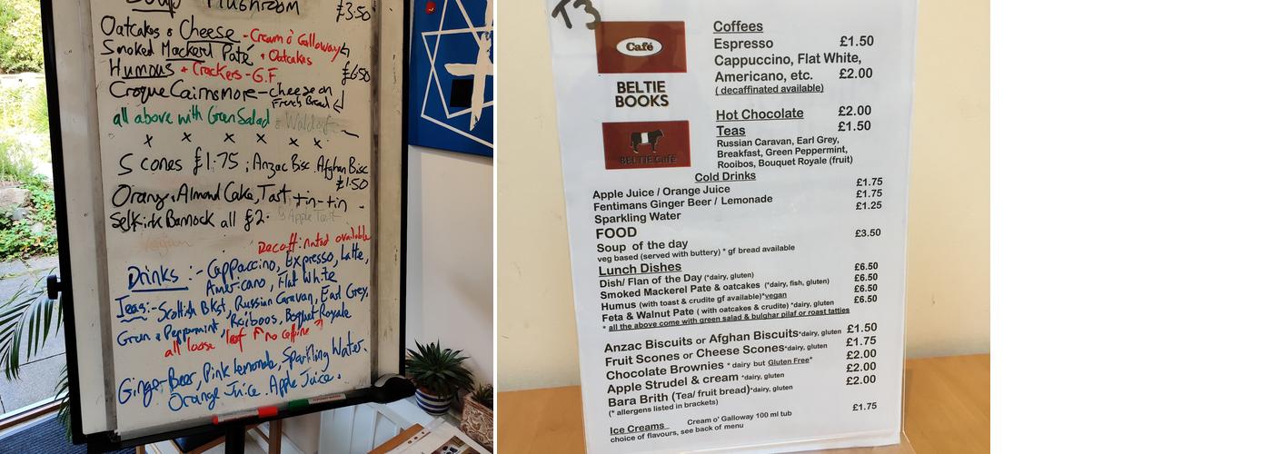 Beltie Books & Cafe Menu