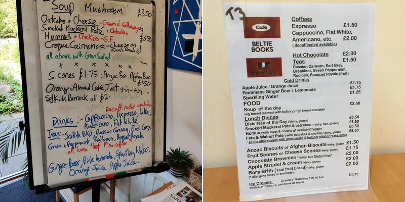 Beltie Books & Cafe Menu