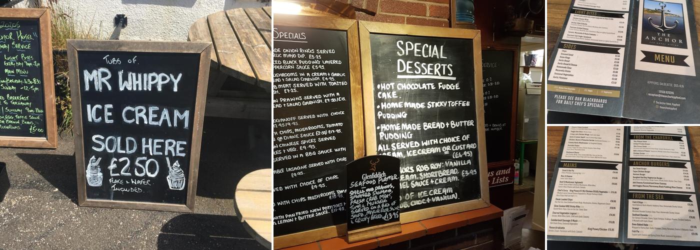 The Anchor Hotel Kippford Menu