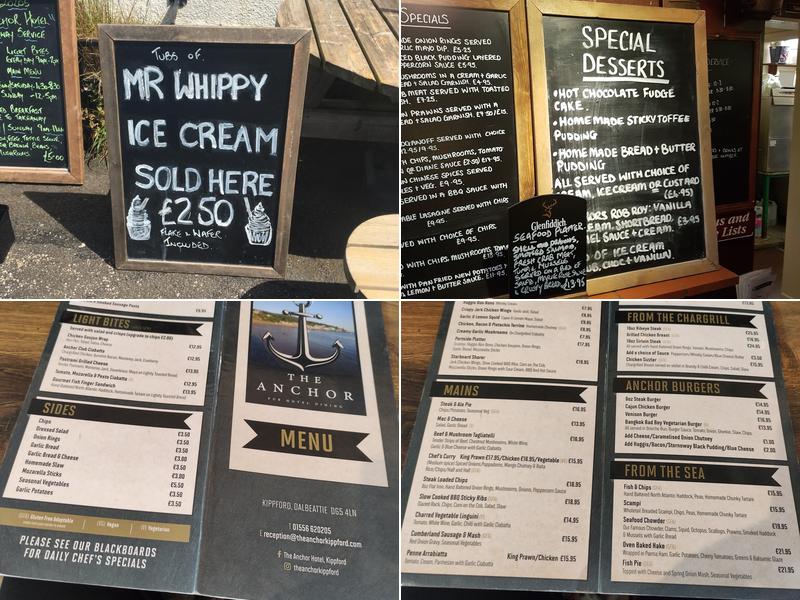 The Anchor Hotel Kippford Menu