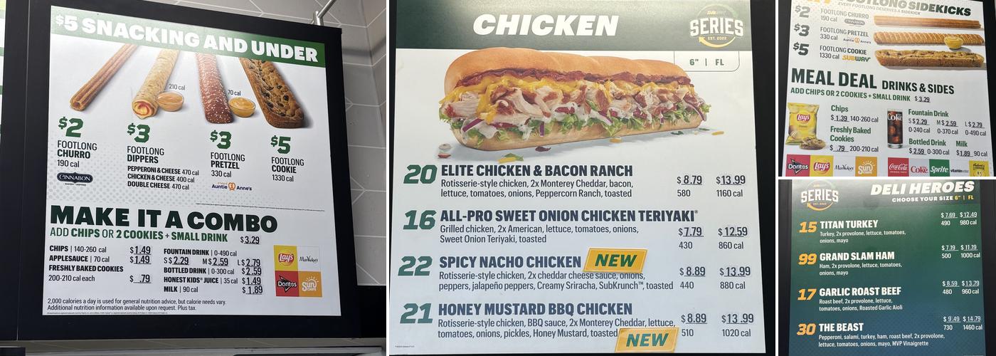 Subway Menu
