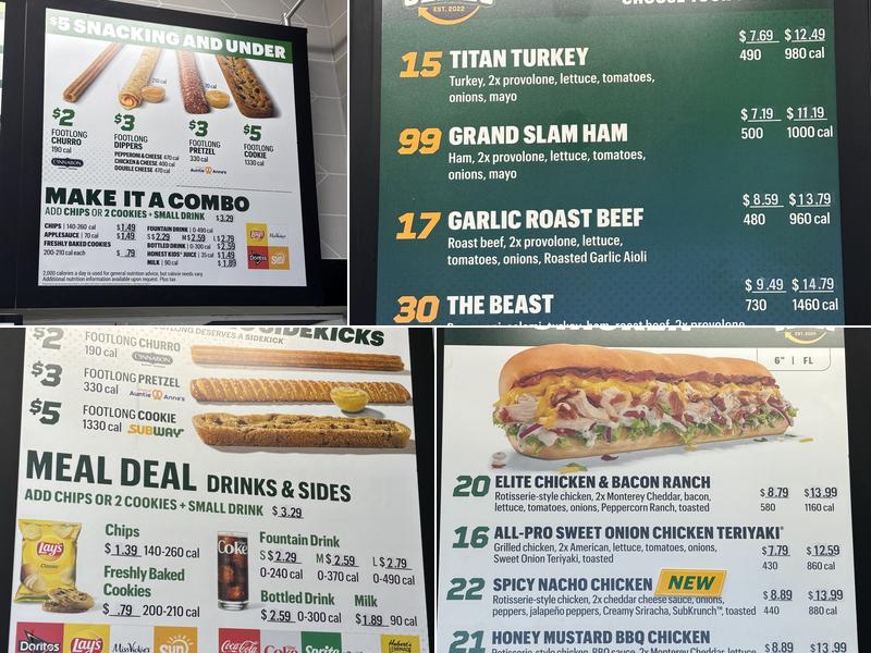 Subway Menu