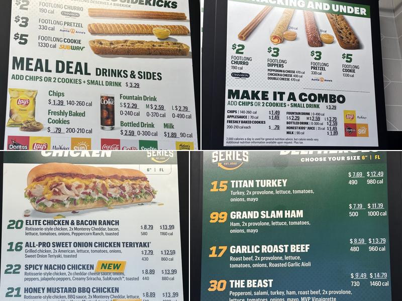 Subway Menu