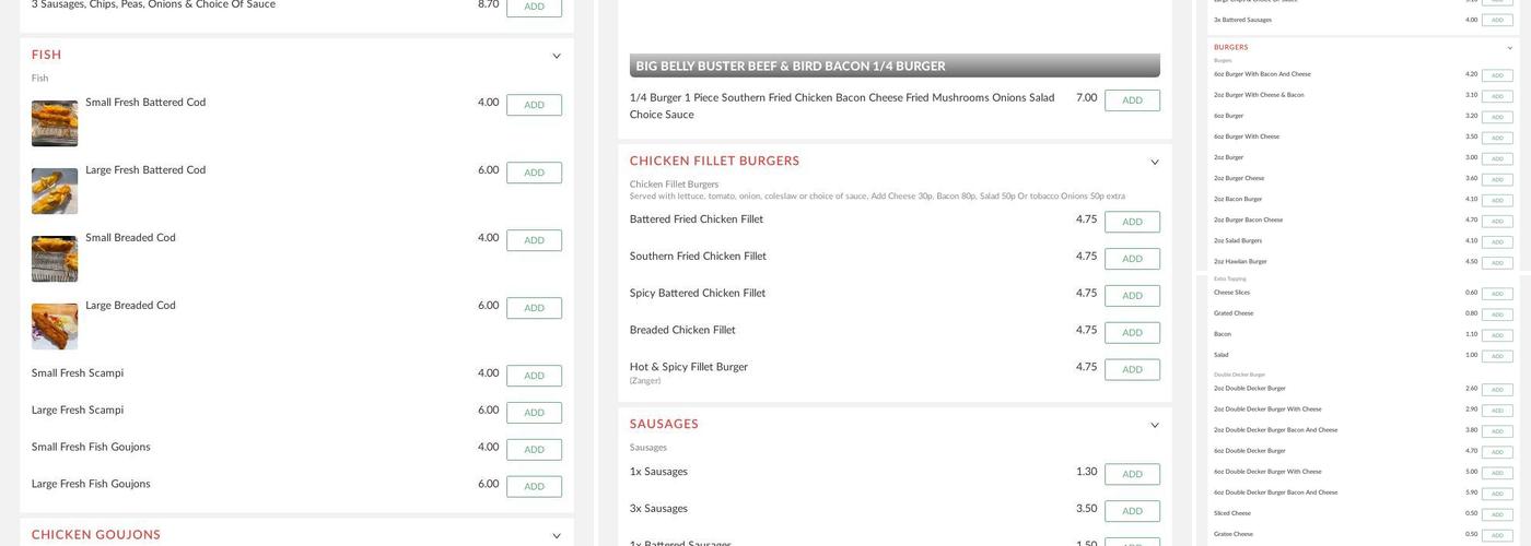 Big Tee's Diner Menu