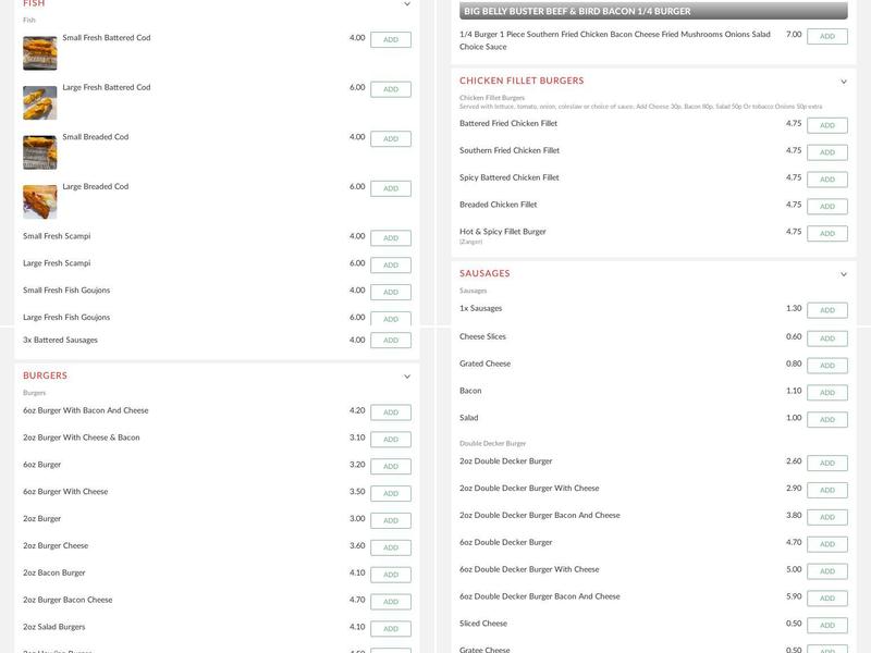 Big Tee's Diner Menu