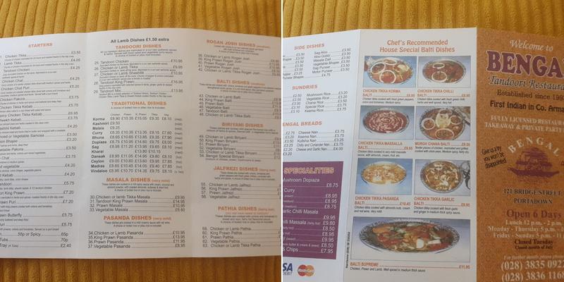 Bengal Tandoori Menu