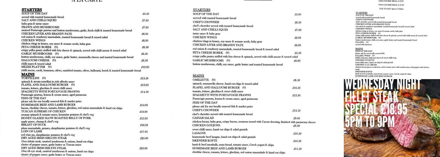 Chef and Manager Menu