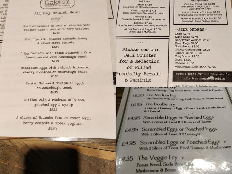 Cafolla's Menu