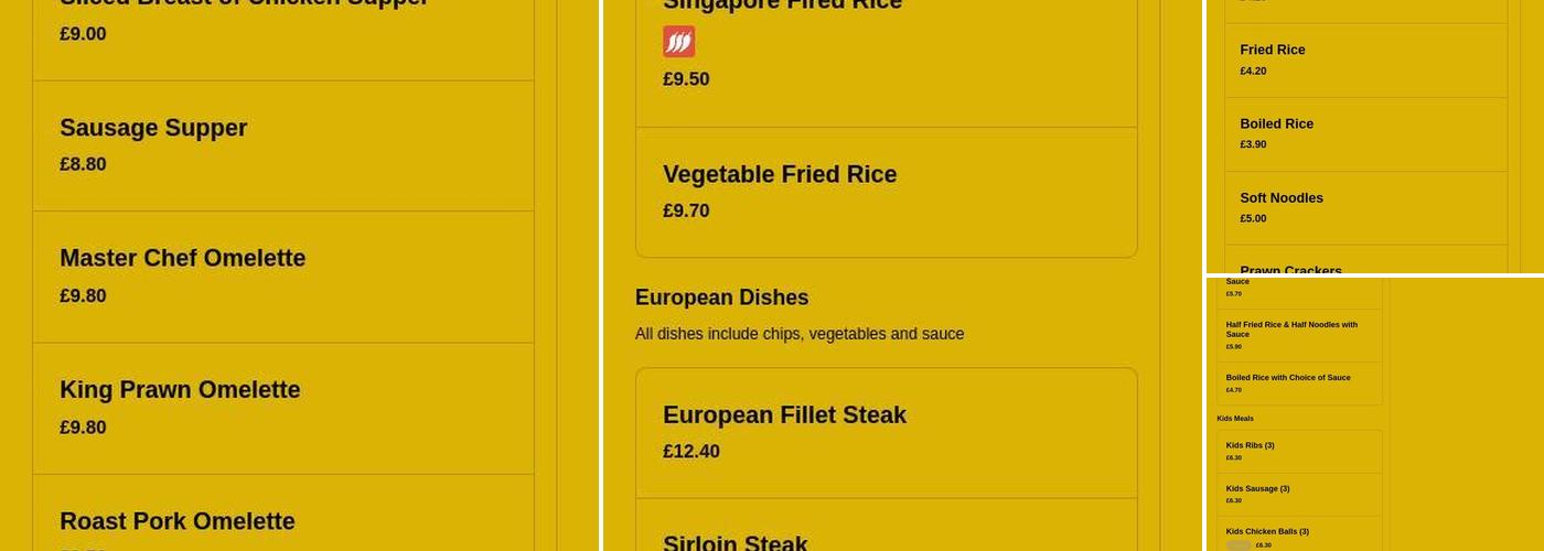 Master Chef NEWTOWNARDS Menu