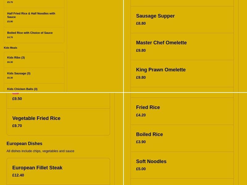 Master Chef NEWTOWNARDS Menu