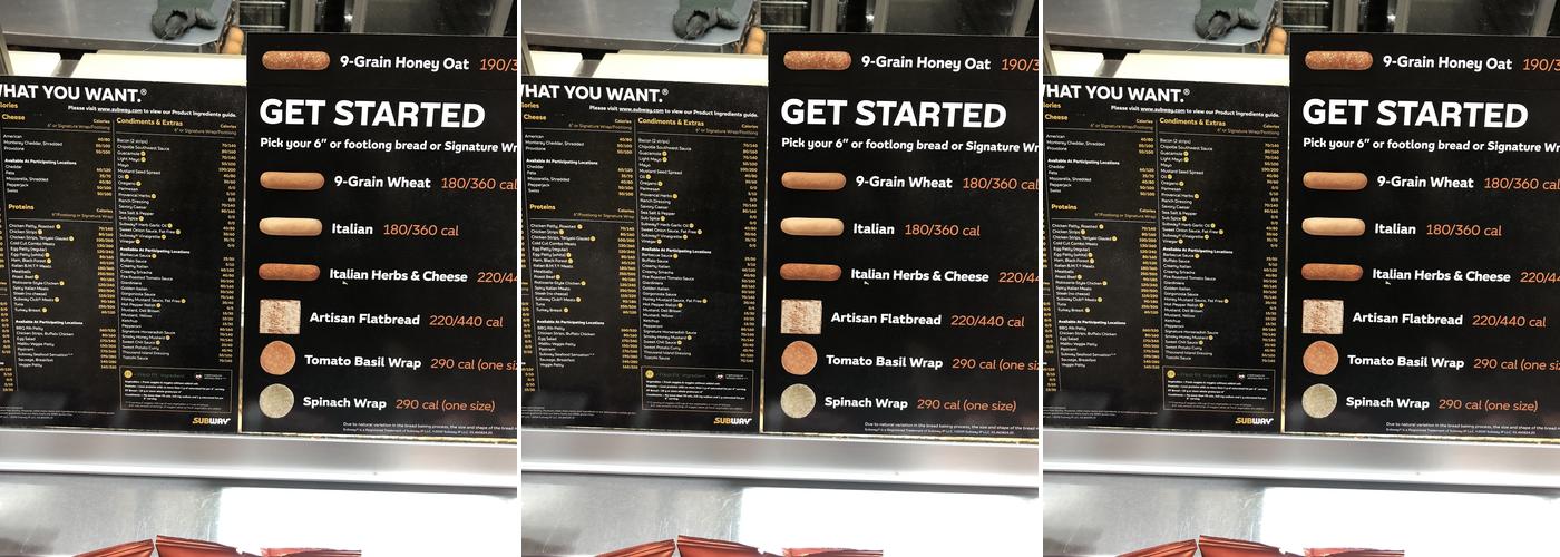 Subway Menu