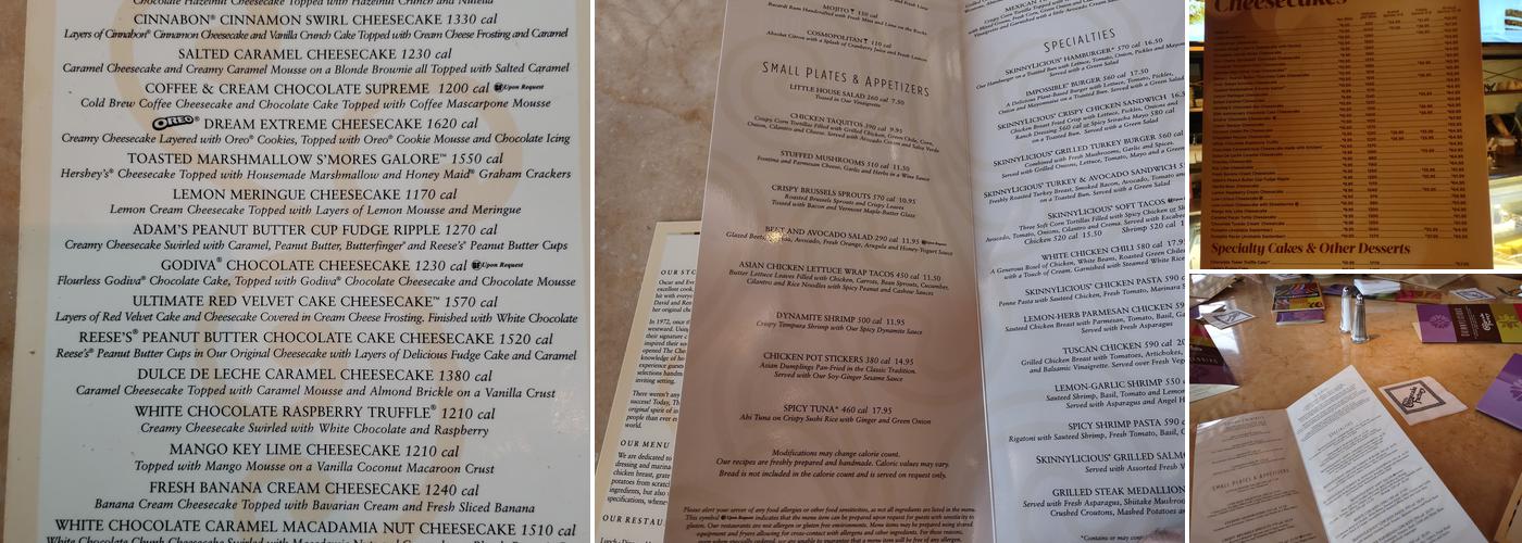 The Cheesecake Factory Menu