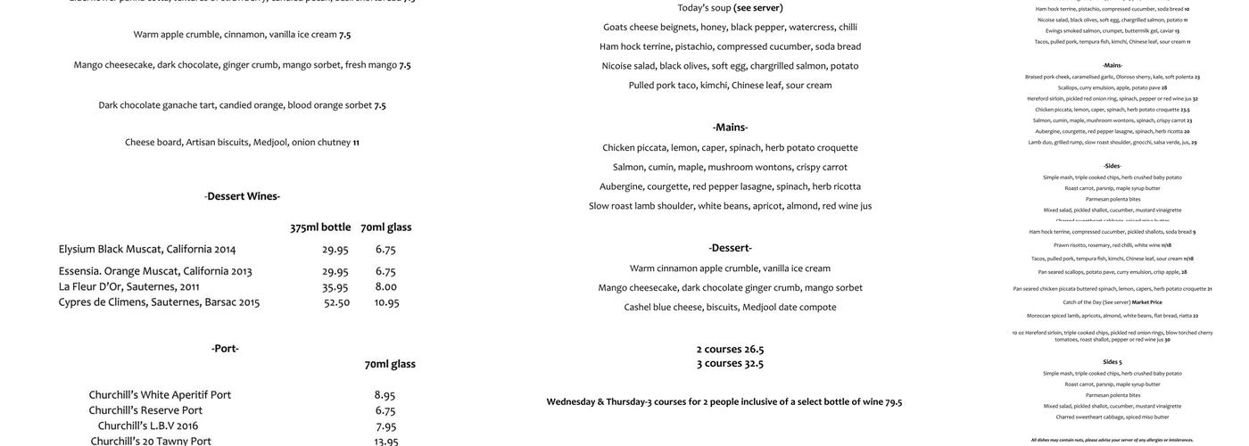 Fontana Restaurant Menu