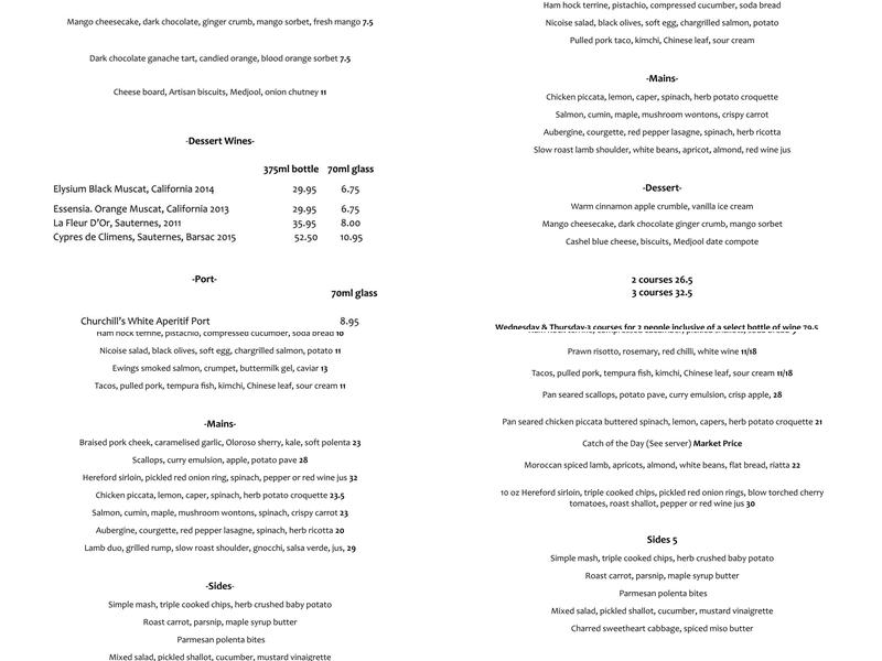 Fontana Restaurant Menu