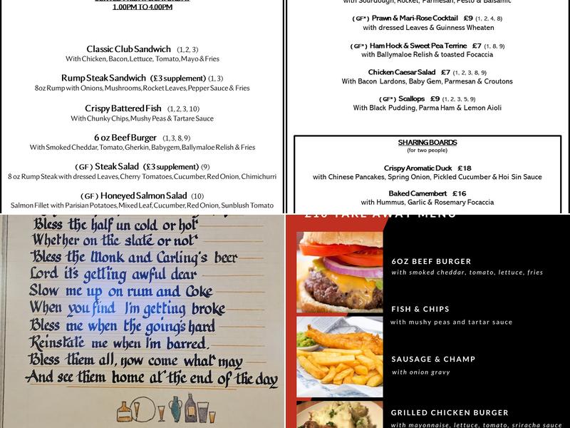 Billy Andys Menu