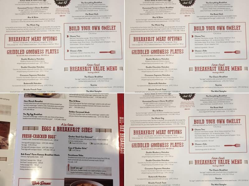 Bob Evans Menu