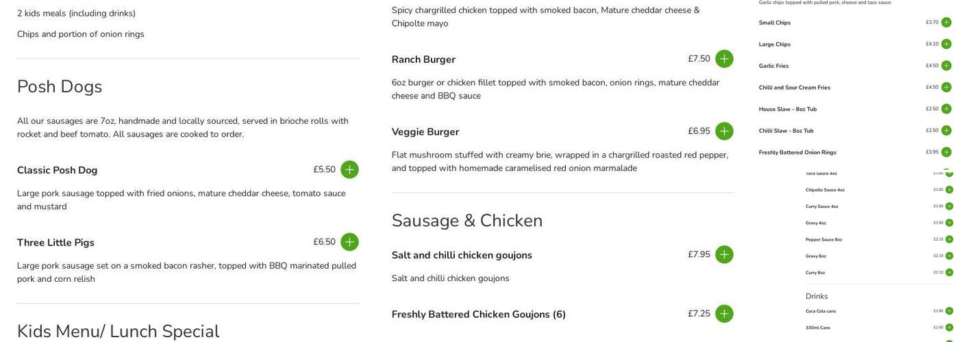 Turf N' Surf Coleraine Menu