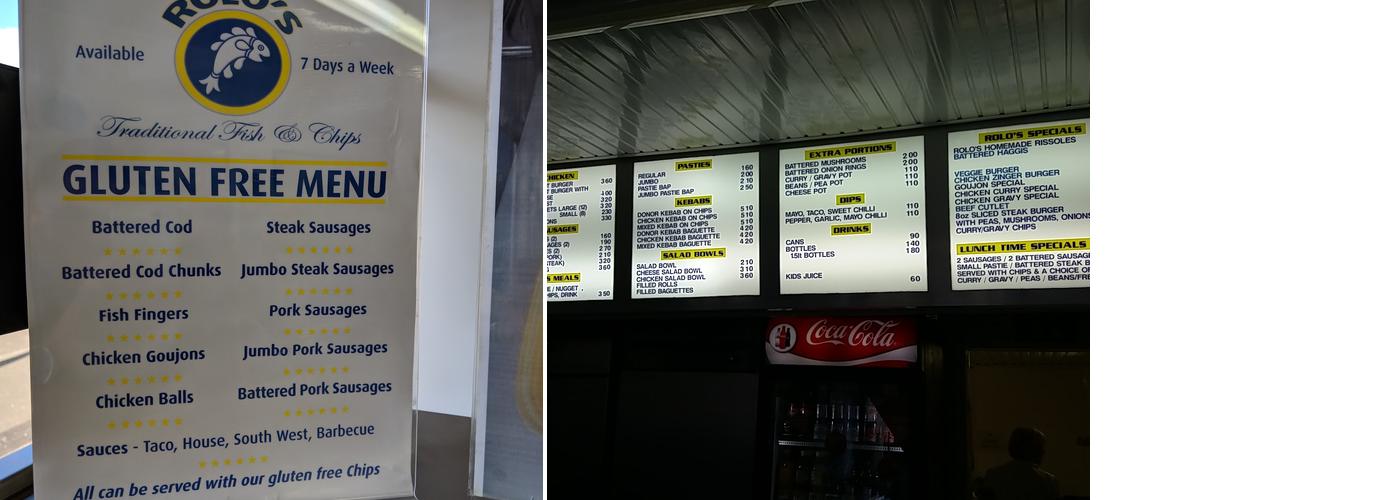 Rolos Traditional Fish and Chips Menu