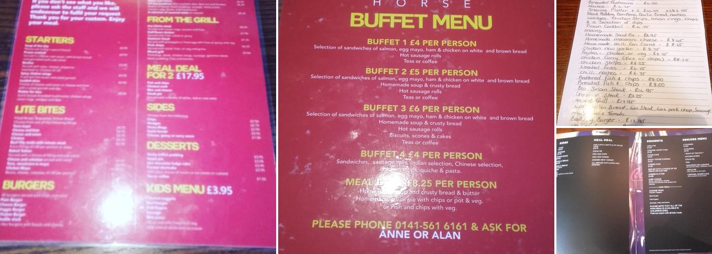 The Black Horse Menu