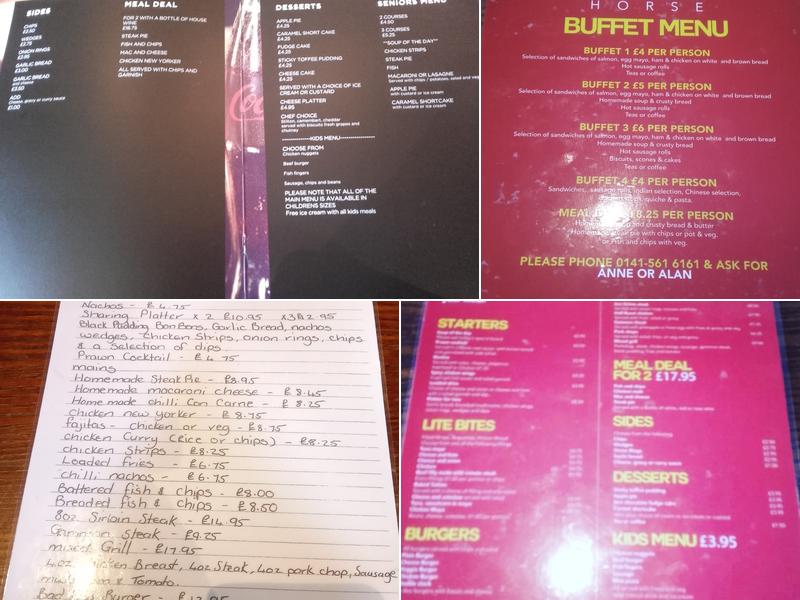 The Black Horse Menu