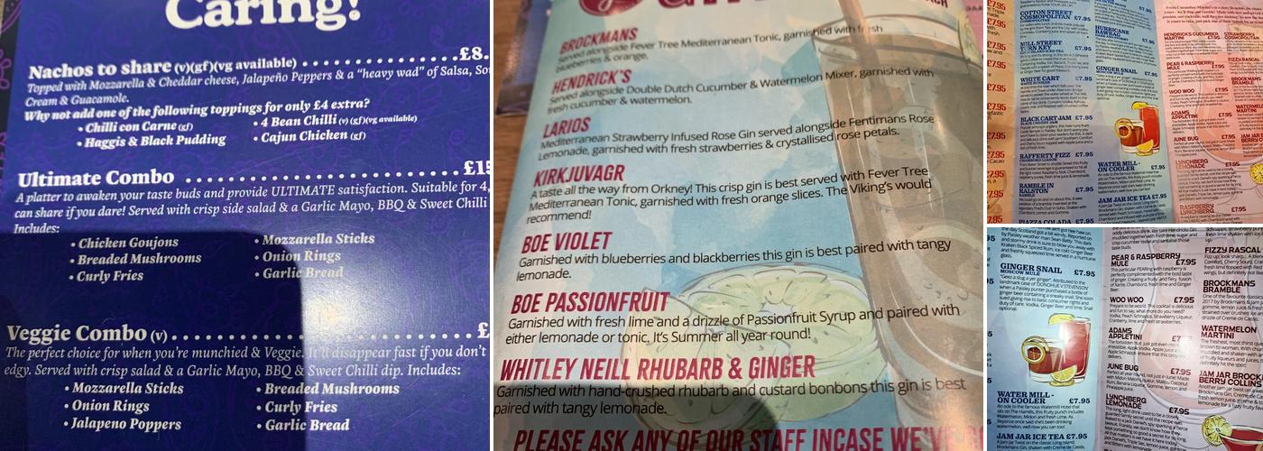 Jam Jar Paisley Menu