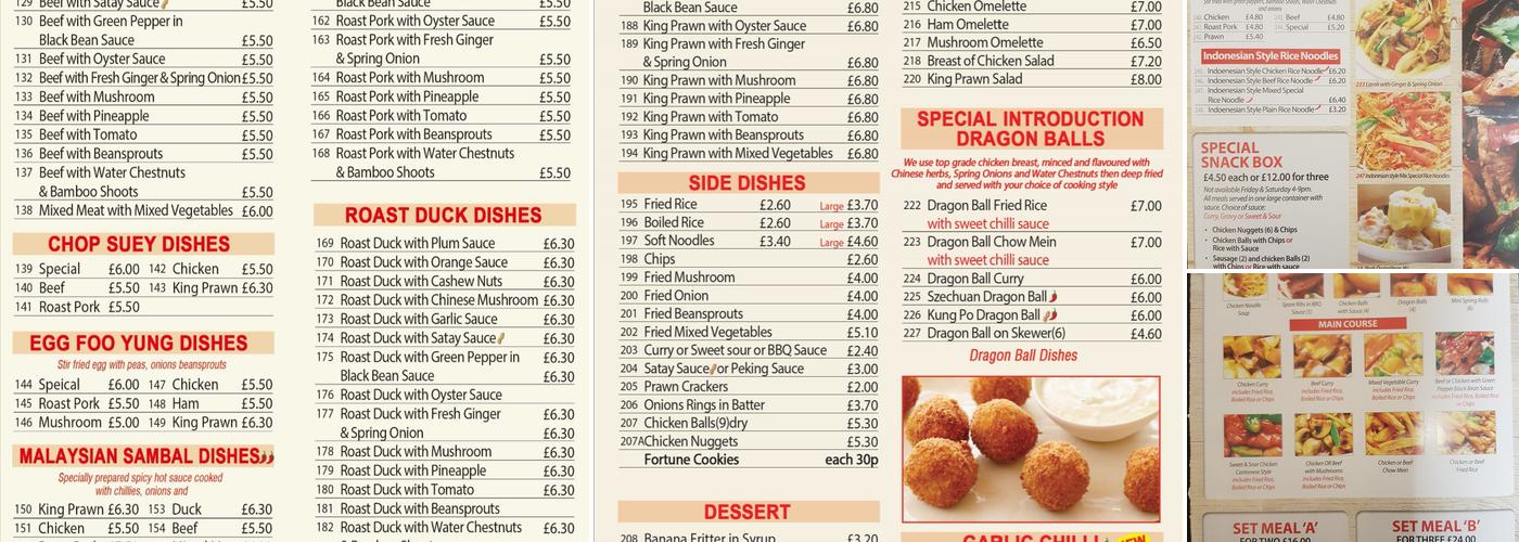 Red Cap Chinese Takeaway Menu