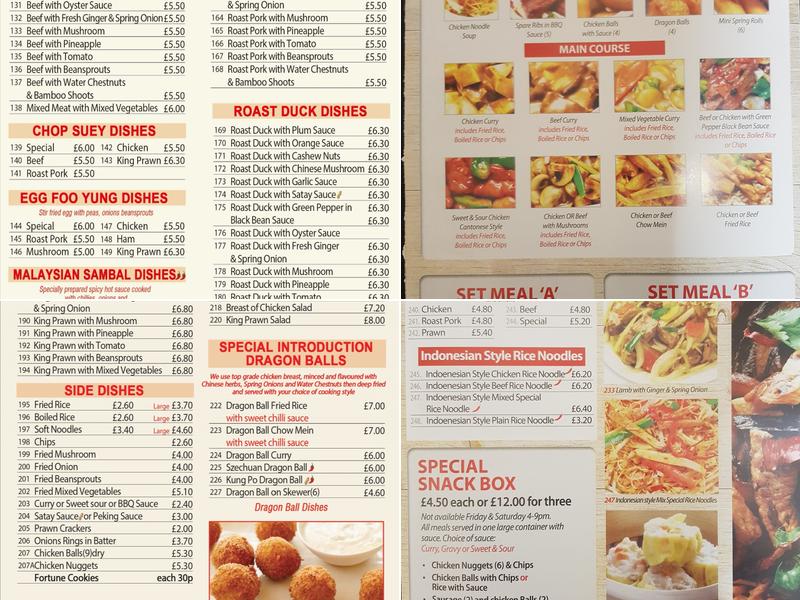 Red Cap Chinese Takeaway Menu