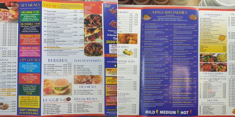 Kebab King Menu