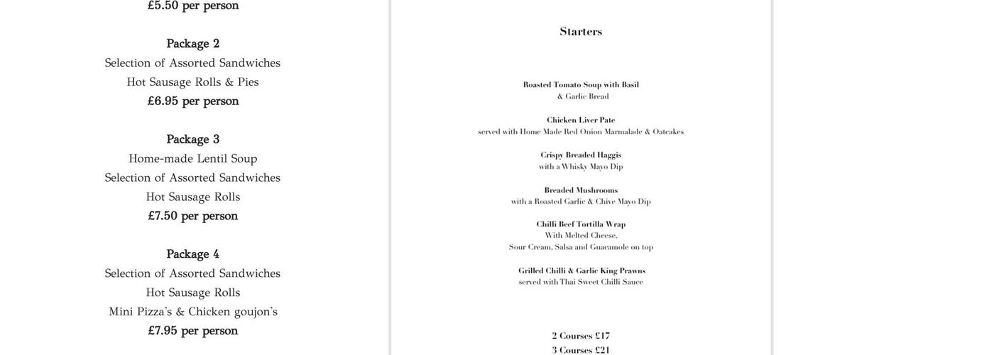 The Black Bull Inn Polmont Menu