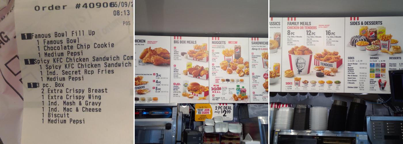 KFC Menu