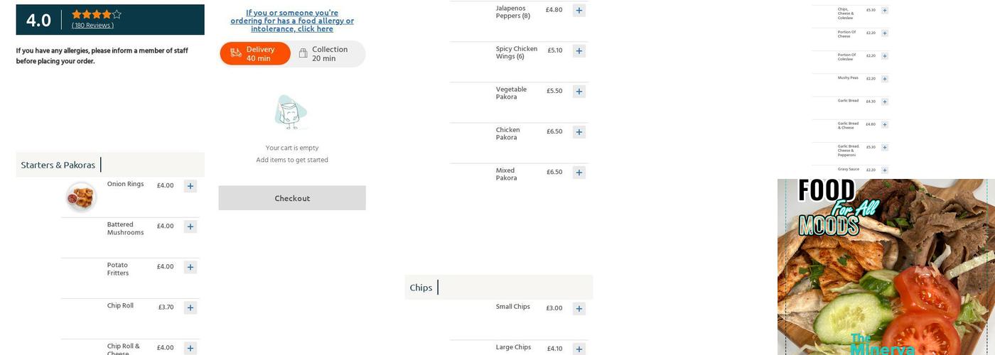 The Minerva Fish Bar Menu