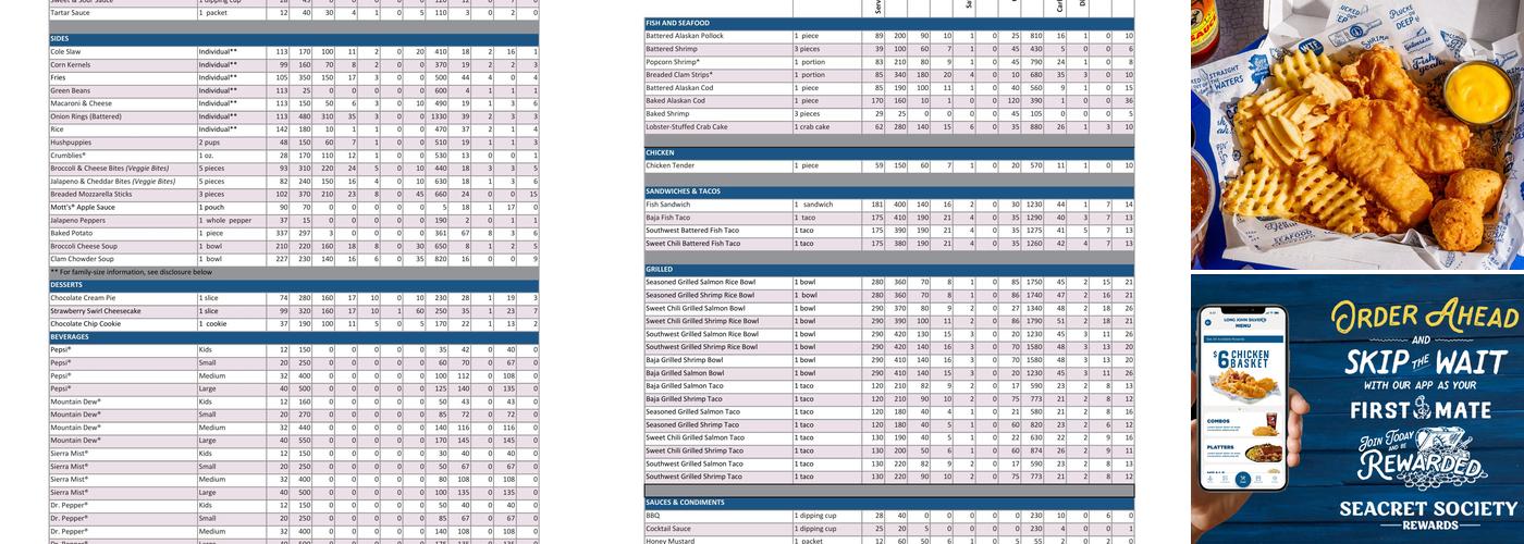 Long John Silver's Menu
