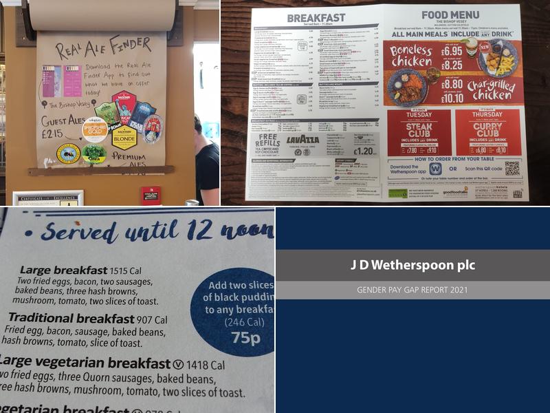The Bishop Vesey - JD Wetherspoon Menu
